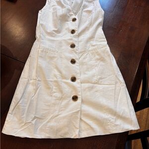 White Button-Down Sleeveless mini Dress XS